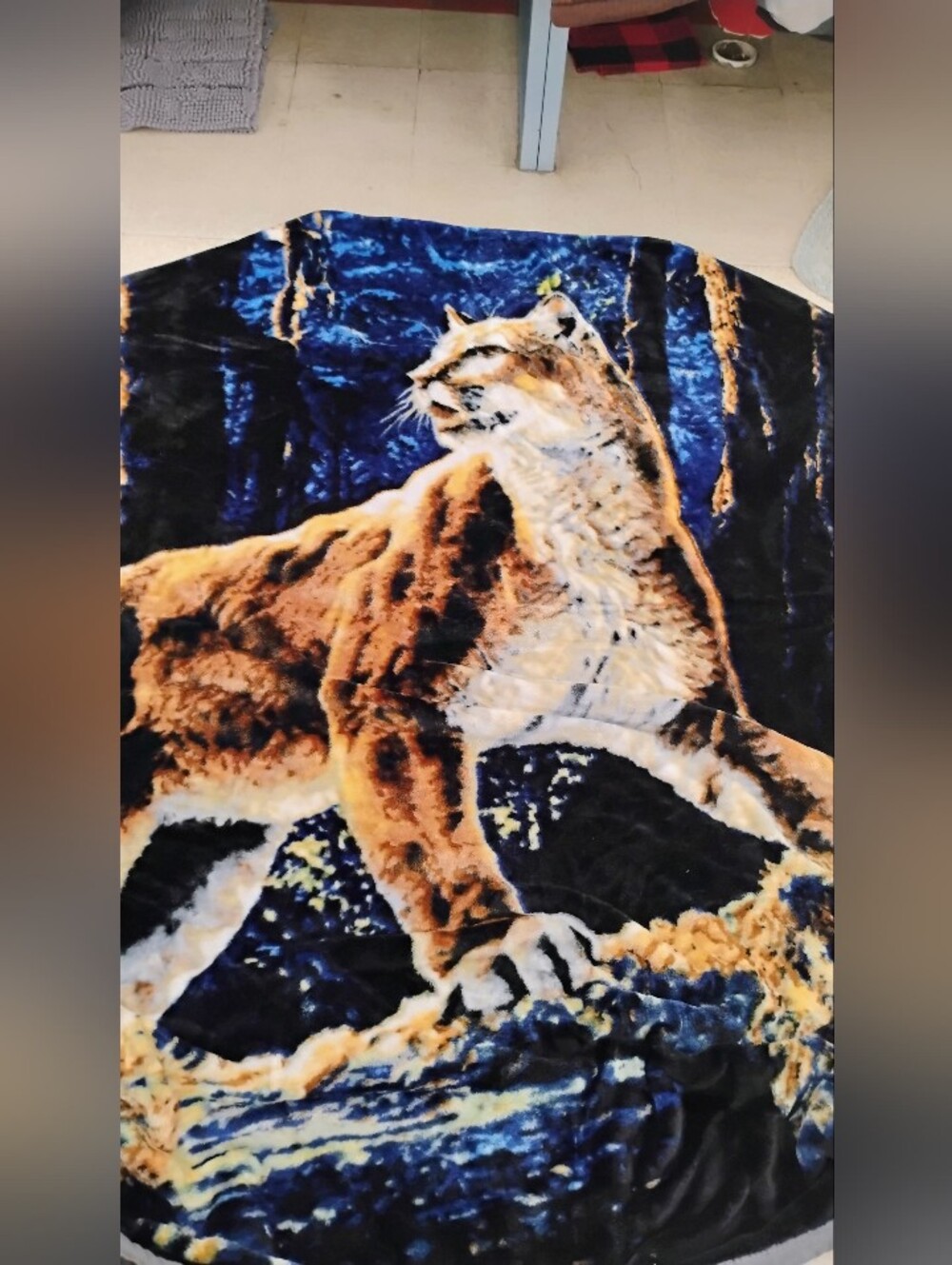 Tejuana Blanket Mountain Lion Black Bear Made In Mexico Vintage 6 x 7 Throw